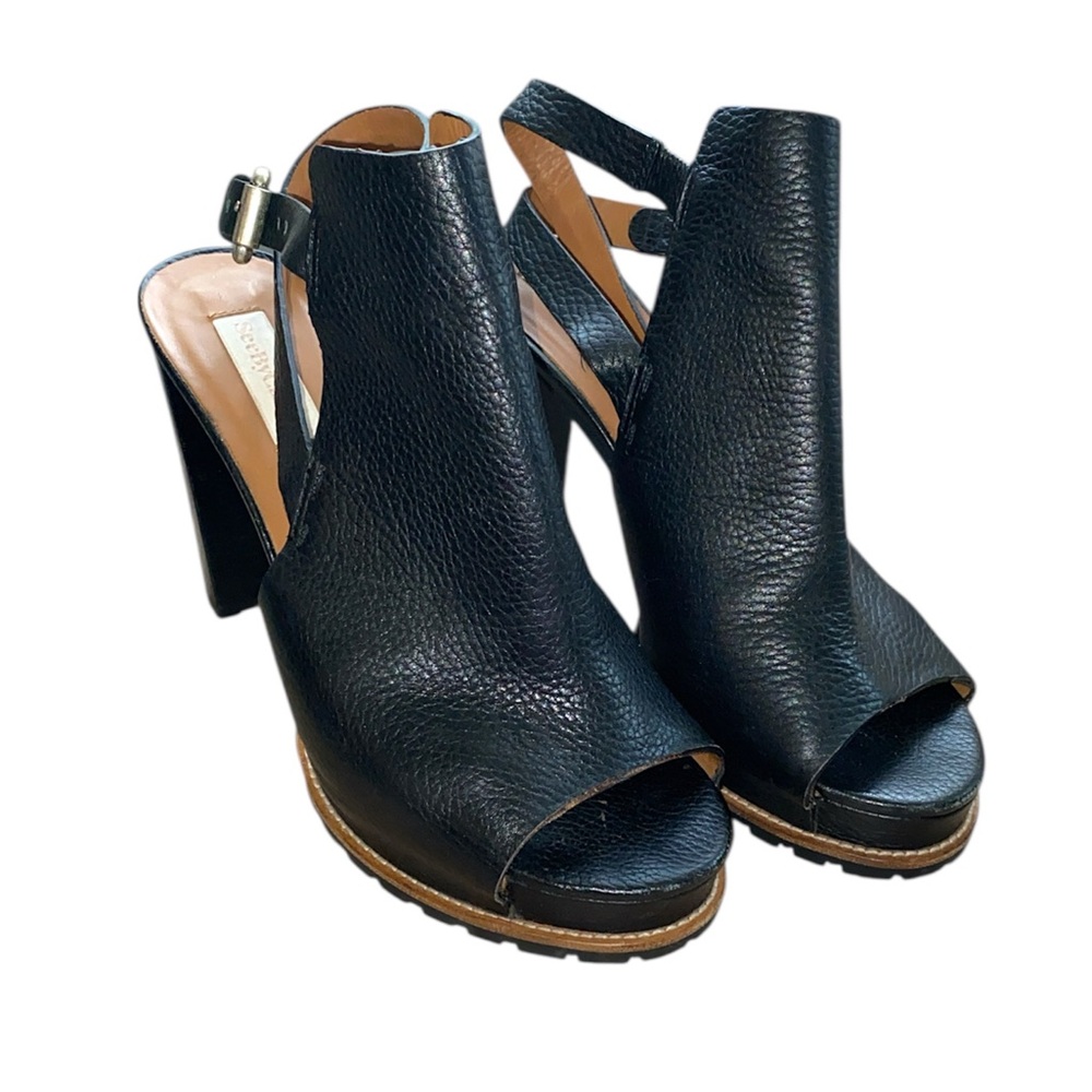 See By Chloe black leather open toe sling back heels